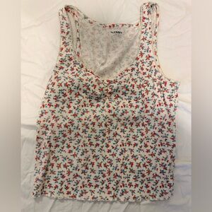 Old Navy White Tank Top with Red and Blue Floral Pattern